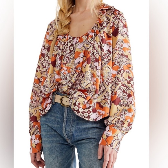 NWOT FREE PEOPLE S/P Floral Patterned Women's Top - Picture 7 of 14